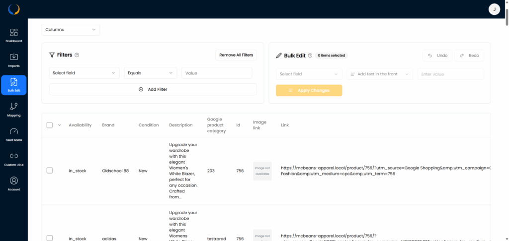bulk editing feed marketing